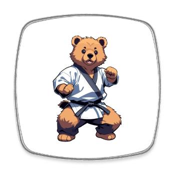 Karate Bear with Black Belt Karate Bär - Viereckiger Kühlschrankmagnet - Weiß - Vorne