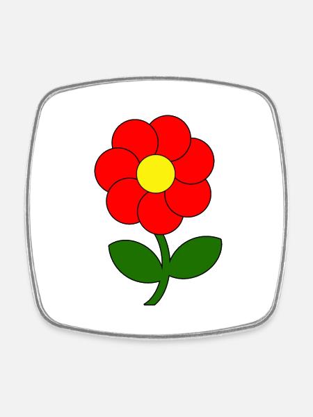 rote Blume - Viereckiger Kühlschrankmagnet - Weiß