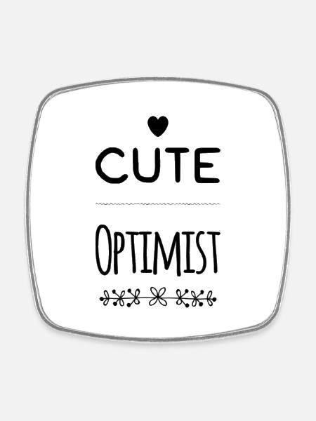 Baby Sayings - cute optimist - Square fridge magnet - white