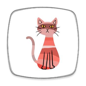 Retro Katze Katzen 80er 90er Vintage Kätzchen - Viereckiger Kühlschrankmagnet - Weiß - Vorne