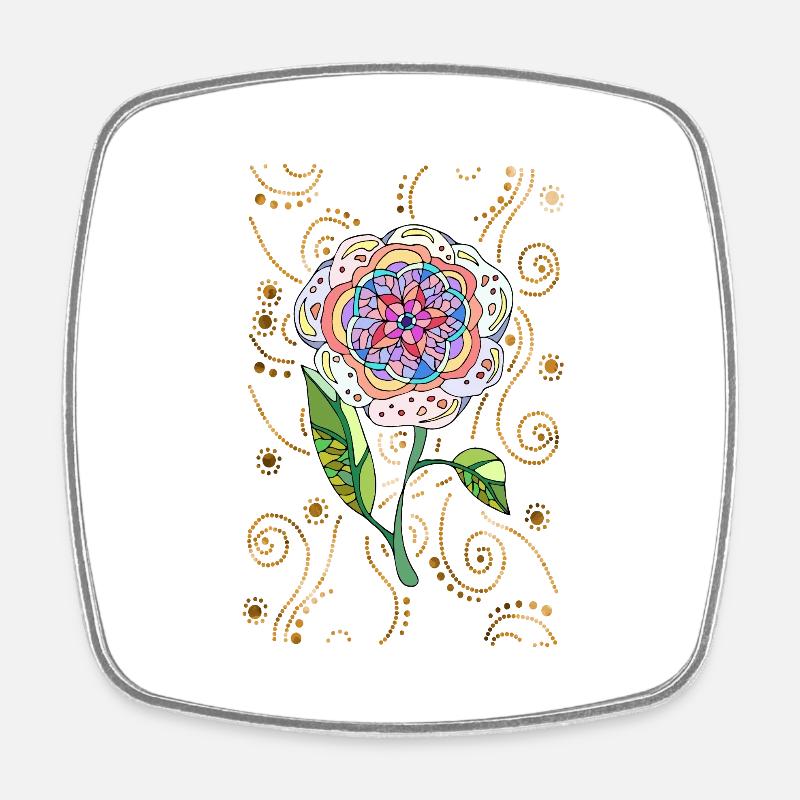 Blume - Viereckiger Kühlschrankmagnet - Weiß