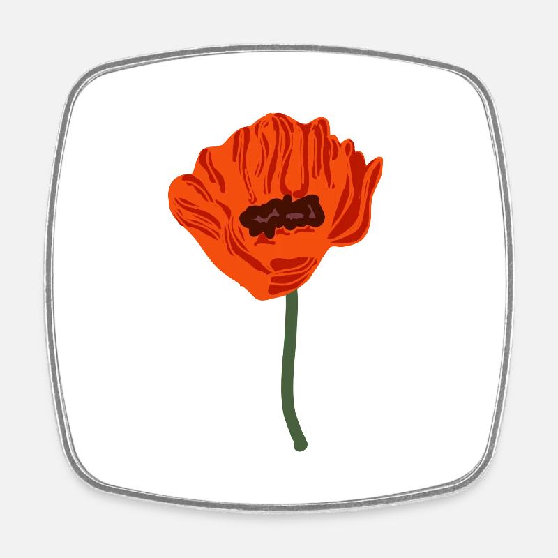 coquelicots à fleurs rouges - Magnet carré - blanc