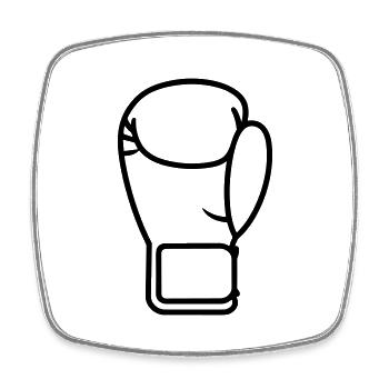 gant de boxe - Magnet carré - blanc - Devant