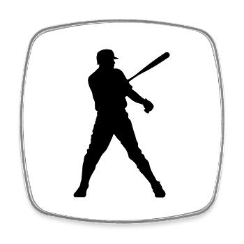 Baseball Homme Silhouette - Magnet carré - blanc - Devant