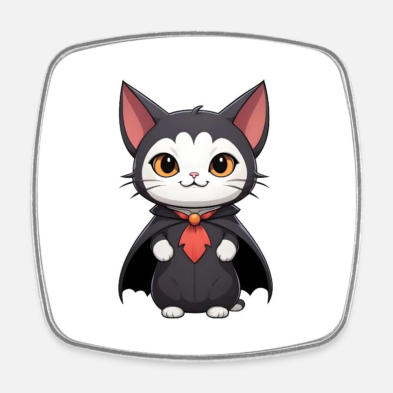 Halloween Chat vampire - Magnet carré - blanc