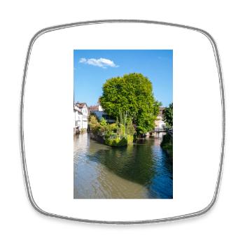 Stadtbild von Esslingen am Neckar von der Agnesbrücke aus - Viereckiger Kühlschrankmagnet - Weiß - Vorne