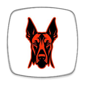 Doberman Hund Kopf - Viereckiger Kühlschrankmagnet - Weiß - Vorne
