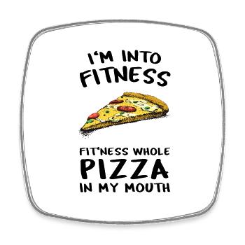 J’aime la pizza entière Fitness - Magnet carré - blanc - Devant