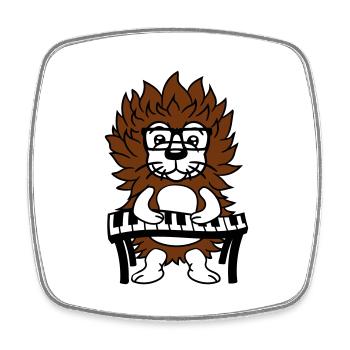 mignon nerd hérisson jouant clavier piano lunettes animal - Magnet carré - blanc - Devant