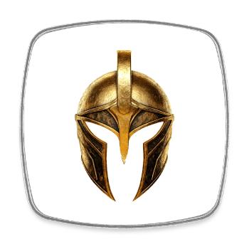 Casque Spartiate Symbole Or - Magnet carré - blanc - Devant