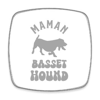 Maman basset hound chien mignon - Magnet carré - blanc - Devant
