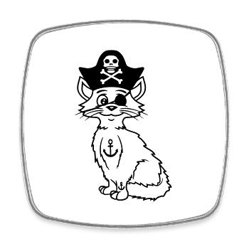 Cute Pirate Cats Buccaneer Eye Patch Hat Costume - Square fridge magnet - white - Front