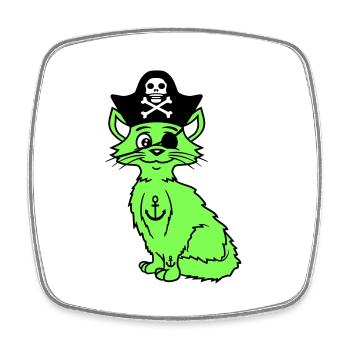 Cute Pirate Cats Buccaneer Eye Patch Hat Costume - Square fridge magnet - white - Front