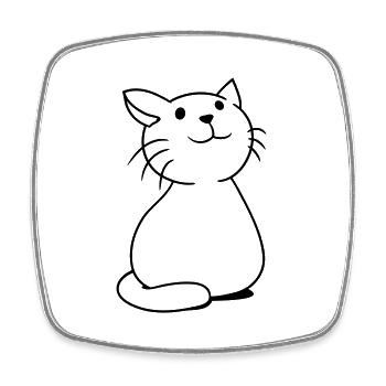chat mignon a l’air heureux souriant chaton amusant - Magnet carré - blanc - Devant