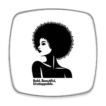 Afro Queen Silhouette - Square fridge magnet - white - Front