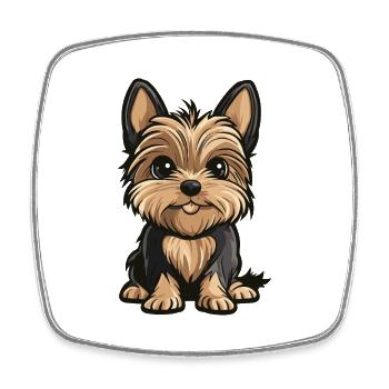 Yorkshire Terrier Hund Comic Niedlich - Viereckiger Kühlschrankmagnet - Weiß - Vorne