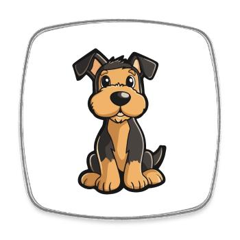 Airedale Terrier Hund Comic Niedlich - Viereckiger Kühlschrankmagnet - Weiß - Vorne