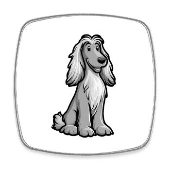 Afghan Hound Hund Comic Niedlich - Viereckiger Kühlschrankmagnet - Weiß - Vorne