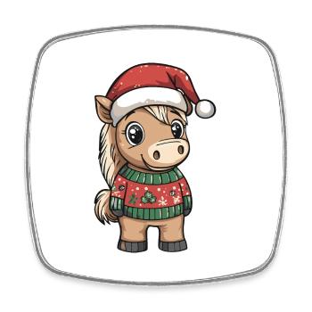 Pferd Weihnachten Comic - Viereckiger Kühlschrankmagnet - Weiß - Vorne