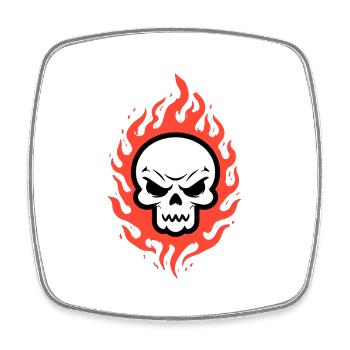 Crâne en flammes - Magnet carré - blanc - Devant