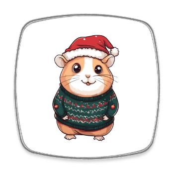Hamster Weihnachten Comic - Viereckiger Kühlschrankmagnet - Weiß - Vorne