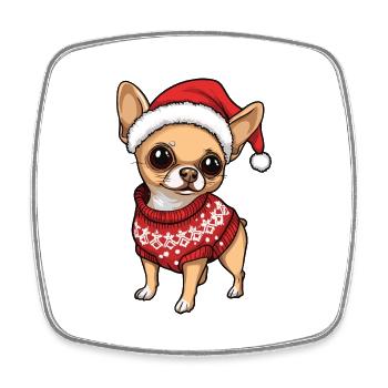 Bande dessinée de Noël chien chihuahua - Magnet carré - blanc - Devant
