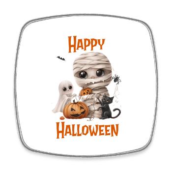Halloween – Happy Halloween cute cat as mummy - Square fridge magnet - white - Front