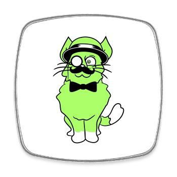 Sir Cat Gentleman Chapeau Costume Monocle Riche M. - Magnet carré - blanc - Devant