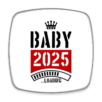 Baby 2025 Loading - Viereckiger Kühlschrankmagnet - Weiß - Vorne