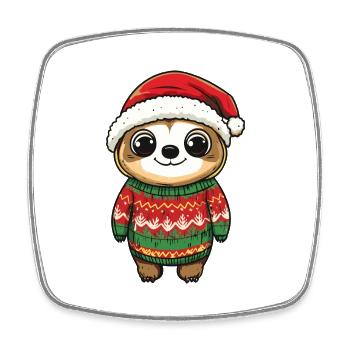 Sloth Christmas Comic - Square fridge magnet - white - Front