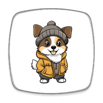 Berger Australien Chien Hiver - Magnet carré - blanc - Devant