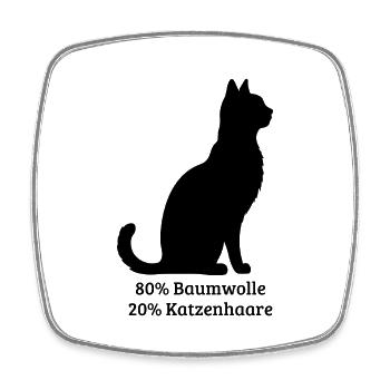 Schwarze Katze - 80 % Baumwolle 20 % Katzenhaare - Viereckiger Kühlschrankmagnet - Weiß - Vorne
