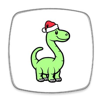 Dinosaurier Brontosaurus Weihnachtsmann - Viereckiger Kühlschrankmagnet - Weiß - Vorne