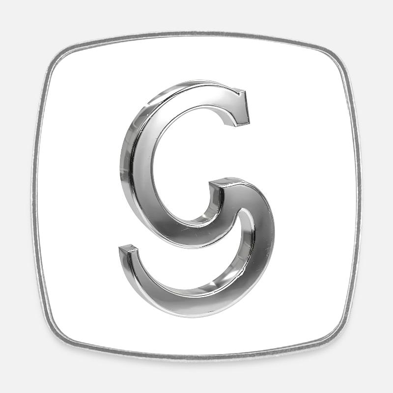 Chrome ,, S " Metallic - Square fridge magnet - white