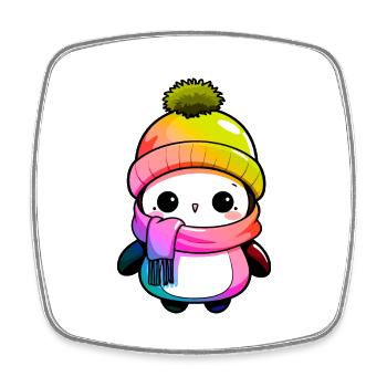 Penguin Winter Animal Colorful Comic - Square fridge magnet - white - Front