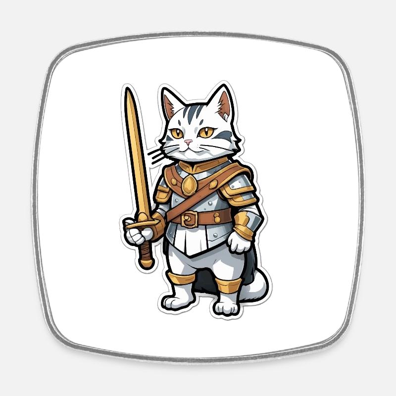 Bande dessinée Cat Knight - Magnet carré - blanc