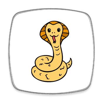 mignon serpent comique rieur - Magnet carré - blanc - Devant