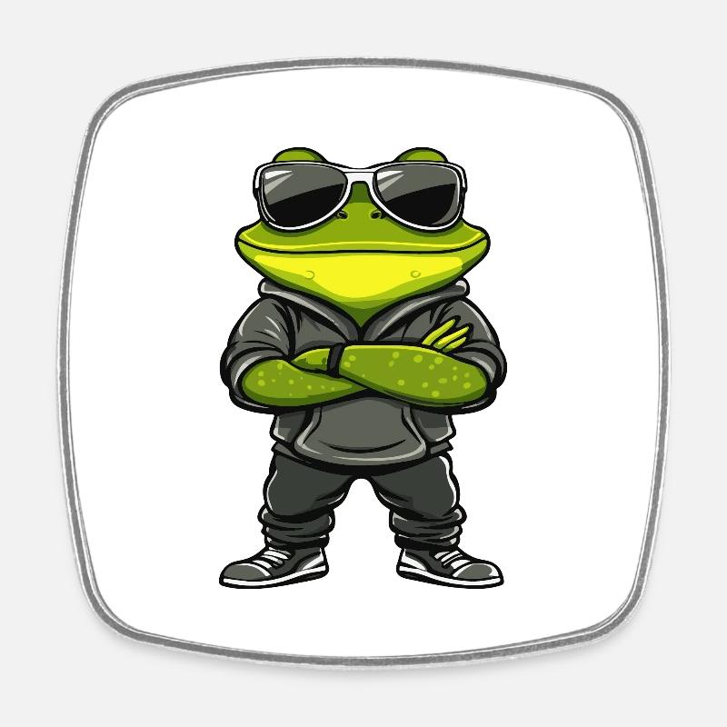 Frosch Comic Cool - Viereckiger Kühlschrankmagnet - Weiß