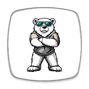 Polar Bear Comic - Square fridge magnet - white - Front