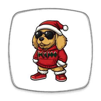 Golden Retriever Hund Weihnachten Comic Cool - Viereckiger Kühlschrankmagnet - Weiß - Vorne