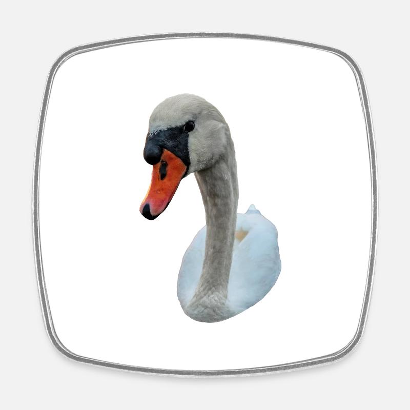 Cygne fixe - Magnet carré - blanc