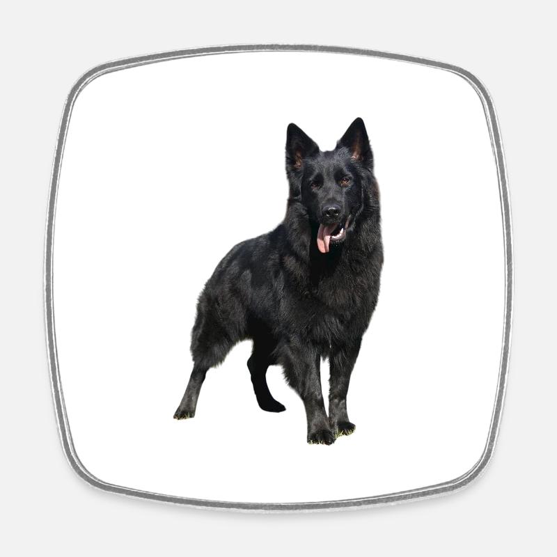 black shepherd dog - Square fridge magnet - white