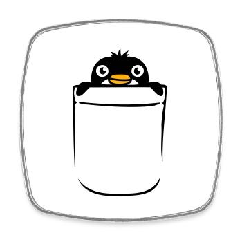 Kleiner Pinguin in Brusttasche Tasche Hemdtasche - Viereckiger Kühlschrankmagnet - Weiß - Vorne