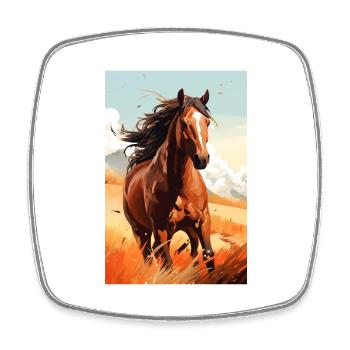 Pferd - Viereckiger Kühlschrankmagnet - Weiß - Vorne
