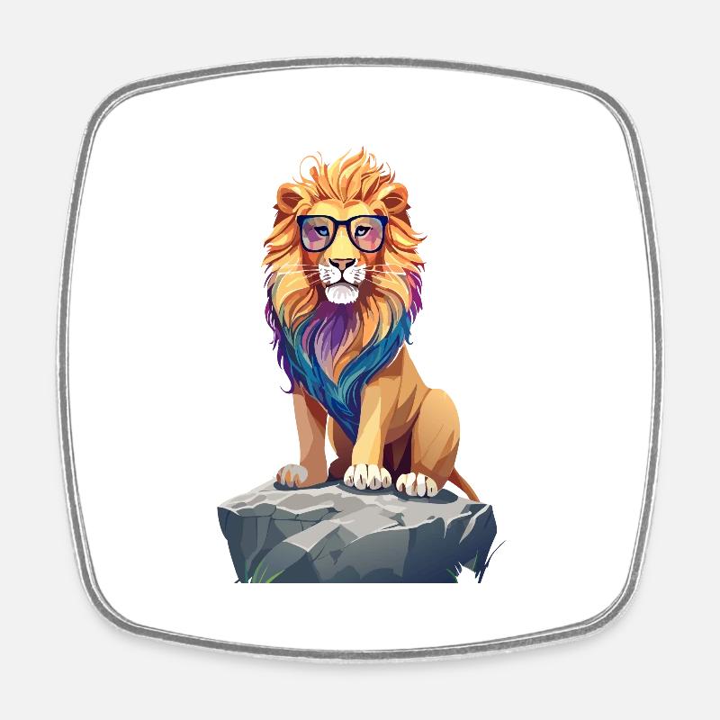 Sunglasses Lioness - Square fridge magnet - white
