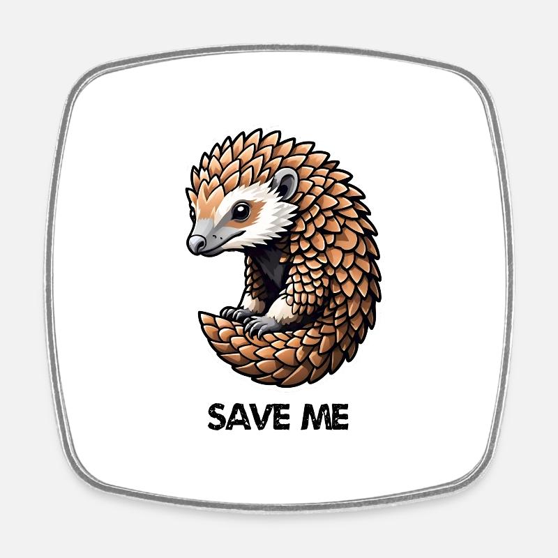 Save Pangolin - Square fridge magnet - white