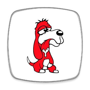 Dog Sitting Drooling Spit Tongue Funny Silly Comic - Square fridge magnet - white - Front