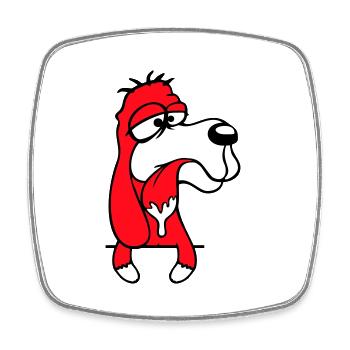 Dog Behind Wall Fence Drooling Spit Tongue Funny - Square fridge magnet - white - Front