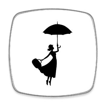Parapluie femme - Magnet carré - blanc - Devant
