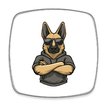 Lunettes de soleil chien berger - Magnet carré - blanc - Devant